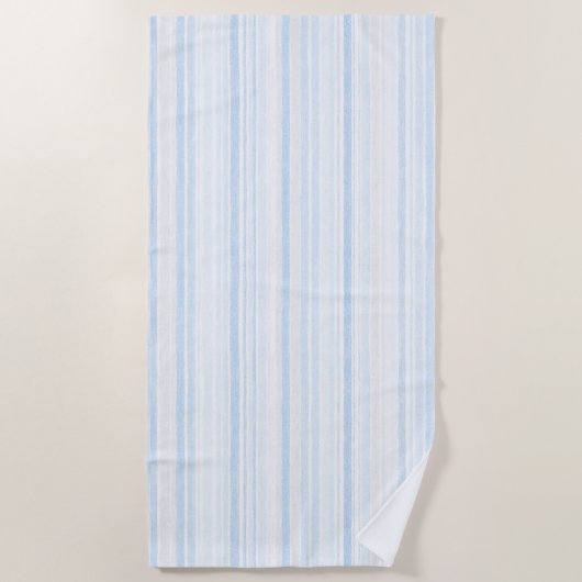 Serviette De Plage Rayures Blanches Bleu Bébé (Devant)