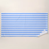 Serviette De Plage Rayures blanches bleu ciel (Devant)