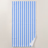 Serviette De Plage Rayures blanches bleu ciel (Devant)