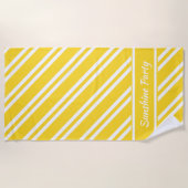 Serviette De Plage Rayures blanches et jaunes de soleil personnalisée (Devant)
