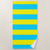 Serviette De Plage Rayures Bleues et Jaunes Clair (Devant)