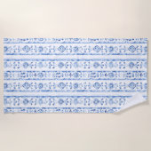 Serviette De Plage Rayures bleues rustiques siciliennes italiennes (Devant)