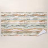 Serviette De Plage Rayures Crème de Pêche Verte (Devant)