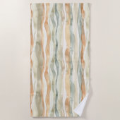 Serviette De Plage Rayures Crème de Pêche Verte (Devant)