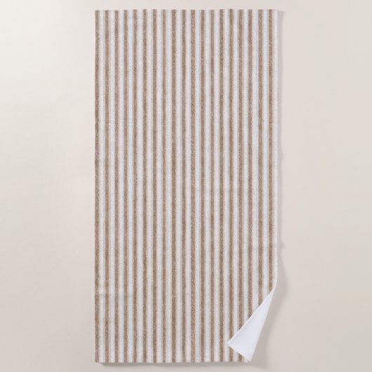 Serviette De Plage Rayures Crème Marron Confortables (Devant)