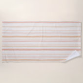 Serviette De Plage Rayures Crème Rouge Clair Pêche (Devant)