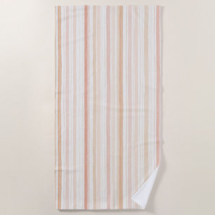 Serviette De Plage Rayures Crème Rouge Clair Pêche