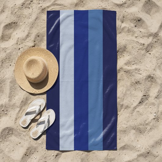 Serviette De Plage Rayures Dans Le Soleil Bleu Marine