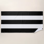 Serviette De Plage Rayures Dans Le Soleil Noir & Blanc (Devant)