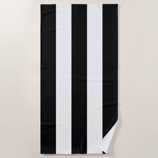 Serviette De Plage Rayures Dans Le Soleil Noir & Blanc (Devant)