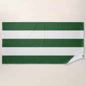 Serviette De Plage Rayures Dans Le Soleil Vert Profond Blanc (Devant)