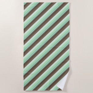 Serviette De Plage Rayures de blocs de couleur menthe chocolatée