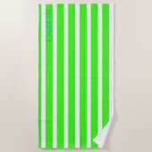 Serviette De Plage rayures de cabane blanc vert néon - personnalisées (Devant)