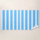 Serviette De Plage Rayures de cabane bleu ciel et blanc (Devant)