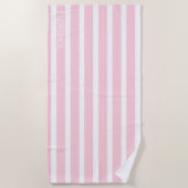Serviette De Plage rayures de cabane rose pastel - personnalisées (Devant)