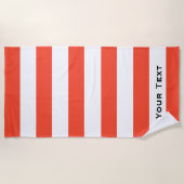 Serviette De Plage Rayures de chaise longue rouge et blanc Personnali (Devant)