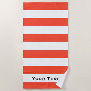 Serviette De Plage Rayures de chaise longue rouge et blanc Personnali