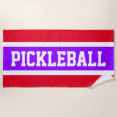 Serviette De Plage Rayures de course Fun Bright Purple Red PICKLEBALL (Devant)