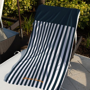 Serviette De Plage Rayures de la Marine Le Monogramme du Gentleman