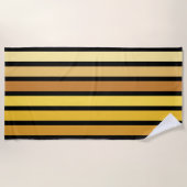 Serviette De Plage Rayures de nuances de jaune doré sur fond noir (Devant)
