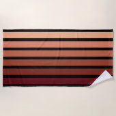Serviette De Plage Rayures de nuances de rouge sur fond noir (Devant)