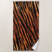 Serviette De Plage Rayures de tigre noir orange Impression d'animal (Devant)