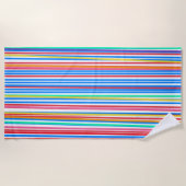 Serviette De Plage Rayures d'été bleu rouge jaune  (Devant)