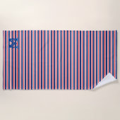 Serviette De Plage Rayures d'été Monogramme Océan (Devant)