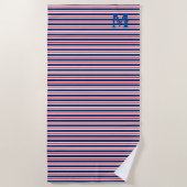 Serviette De Plage Rayures d'été Monogramme Océan (Devant)
