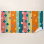 Serviette De Plage Rayures et points rétro  (Devant)