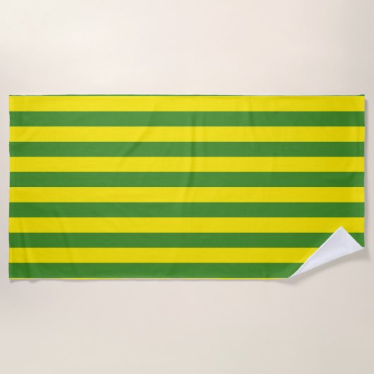 Serviette De Plage Rayures jaune et verte (Devant)