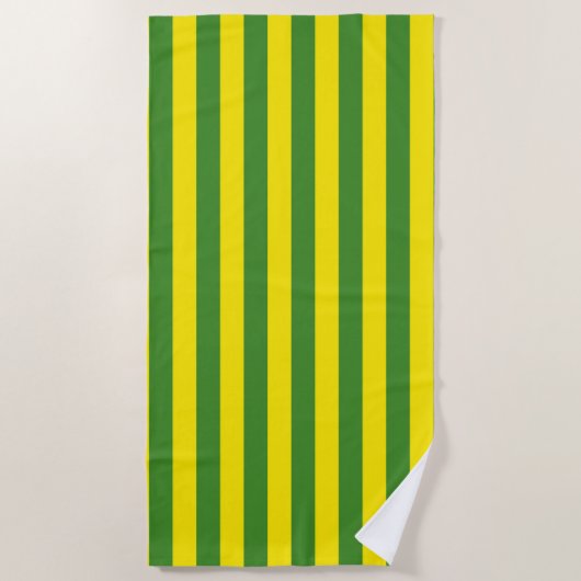 Serviette De Plage Rayures jaune et verte (Devant)