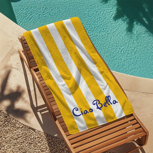 Serviette De Plage Rayures Jaune Orange Clair | Ciao Bella