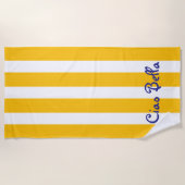 Serviette De Plage Rayures Jaune Orange Clair | Ciao Bella (Devant)