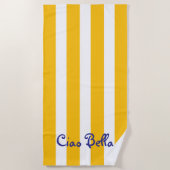 Serviette De Plage Rayures Jaune Orange Clair | Ciao Bella (Devant)