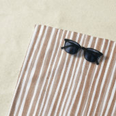 Serviette De Plage Rayures Marron Crème (En situation)