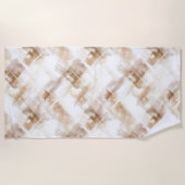 Serviette De Plage Rayures Marron Crème Rustique (Devant)