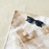 Serviette De Plage Rayures Marron Crème Rustique (En situation)