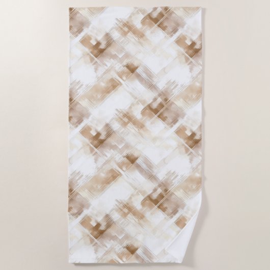Serviette De Plage Rayures Marron Crème Rustique (Devant)