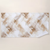 Serviette De Plage Rayures Marron Crème Rustique Anniversaire (Devant)