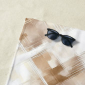 Serviette De Plage Rayures Marron Crème Rustique Anniversaire (En situation)