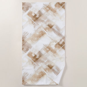 Serviette De Plage Rayures Marron Crème Rustique Anniversaire