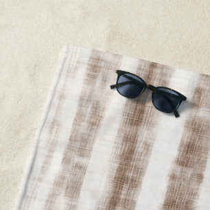 Serviette De Plage Rayures Marron Rustique Sicile