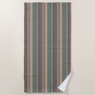 Serviette De Plage Rayures Marron Vert Et Noir Sur Papier Aquarelle
