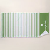 Serviette De Plage Rayures modernes avec Monogramme cardiaque haut de (Devant)