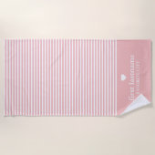 Serviette De Plage Rayures modernes avec Monogramme cardiaque haut de (Devant)