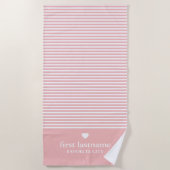 Serviette De Plage Rayures modernes avec Monogramme cardiaque haut de (Devant)