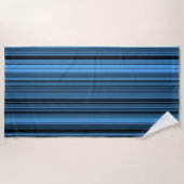 Serviette De Plage Rayures Noir Bleu (Devant)