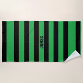 Serviette De Plage rayures noires vertes (Devant)