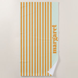 Serviette De Plage Rayures orange foncé personnalisées